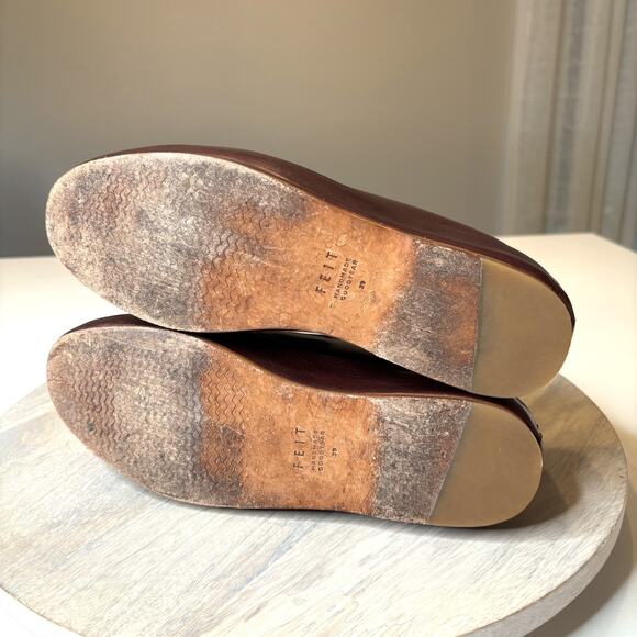 Feit Handmade Maroon Red Leather Slip-On Loafers Minimalist Women's Size 9 US - Picture 7 of 9